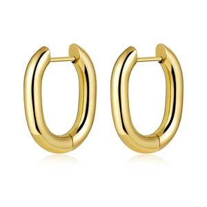 Boucles d'oreilles créoles fer à cheval en acier inoxydable plaqué or 18 carats poli