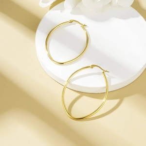 Mobius Stainless Steel Hoop Earrings 18K Gold Plated Oval Geometric French Style Niche Design Fashion Jewelry For Women