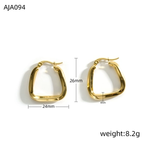Irregular geometric gold stainless steel earrings with size 26mm x 24mm specifications