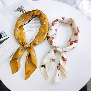 Foulard Carré En Satin Pour Femmes Motif Renard Hibou Bandana Cheveux Mode Accessoire De Cou Doux En Satin Synthétique