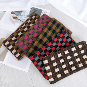 Winter thick checkered knit scarves in multiple colors for kids and parents