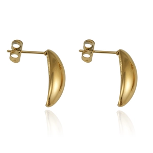 Minimalist golden crescent moon stainless steel stud earrings with butterfly backs