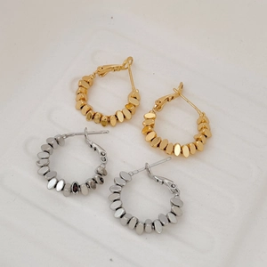 Boucles D'Oreilles Créoles Perlées Texturées Cuivre Bijoux Géométriques Circulaires Femmes Style Ins Luxe Léger
