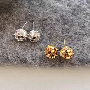 Unique spherical metallic sequin cluster stud earrings in gold and silver finish