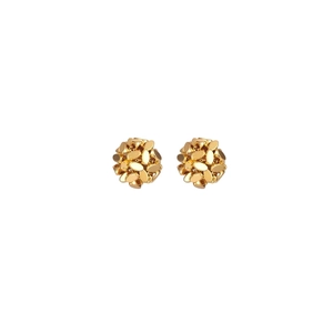 Unique gold sequin cluster spherical stud earrings with textured metallic finish