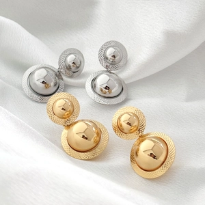 Boucles d'oreilles boules géométriques de style français en or et argent sur soie