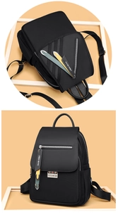 Détail du sac à dos noir avec fermeture éclair Urban Revivo et rubans en cuir colorés