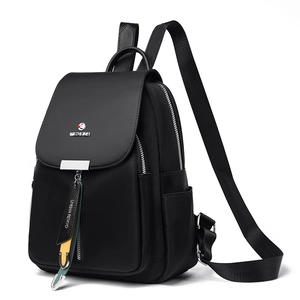 Sac à Dos Femme Mode Grande Capacité Imperméable Nylon Cuir Véritable Sac de Voyage Scolaire Rucksack Décontracté pour Filles