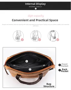 Detailed interior of vintage printed handbag showing front pocket and zip compartment