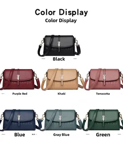 Color display of stylish women crossbody bags in seven textured leather variations