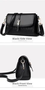 Detail view of black lychee grain handbag with diamond quilting and horsebit hardware