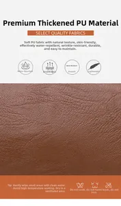 Close-up of brown PU leather showing soft lychee texture and waterproof surface