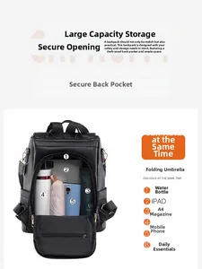 Detail view of anti-theft back zipper opening showing large storage capacity for iPad