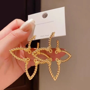 Hollow Flower Butterfly Earrings Copper 18K Gold Plated With 925 Sterling Silver Earring Post French Vintage For Women