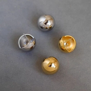 Minimalist Copper Ball Stud Earrings With 925 Sterling Silver Earring Post High Polished Mirror Finish Dome Jewelry For Women