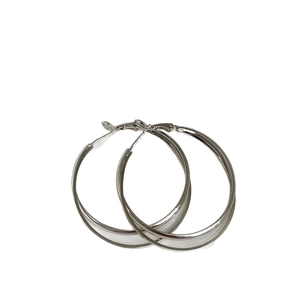 Polished silver double layer hoop earrings for women with minimalist circular design