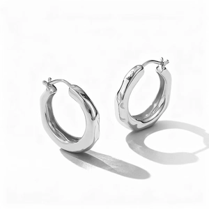 Unregelmäßige Lava Textur Creolen Kupfer Vergoldet Mit Edelstahl Ohrstecker Französischer Minimalist Für Damen