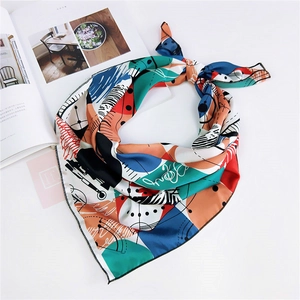 Foulard Quadrato Moda Donna Raso Raso Sintetica Stampa Geometrica Astratta Elegante Versatile Accessorio Da Ufficio
