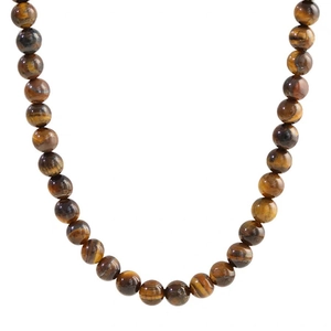 Collier vintage en perles d'oeil de tigre avec perles rondes en pierres naturelles