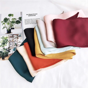Elegant multi-color silk-like skinny scarves for women in various solid satin finishes