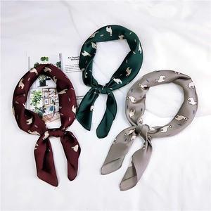 Foulard Carré Satin Soyeux Imprimé Alpaga Mode Cou Bandeau Cheveux Pour Femmes Style Rétro Enveloppement Tête