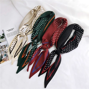Polka Dot Neck Scarf Satin Like Satin Narrow Hair Band With Contrast Color Border For Women Versatile French Style Head Wrap