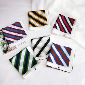 Striped Square Scarf Satin Satin Feel Neck Handkerchief For Women Office Career Headband Hair Accessory Fashion Scarf