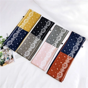 Fashionable paisley print skinny scarves in assorted dual-color minimalist designs