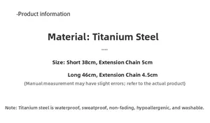 Detail of titanium steel necklace specifications with size options and durable features