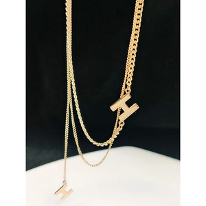 Collana A Doppio Strato In Acciaio Al Titanio Con Ciondolo A Lettera H Stile Minimalista Catena Da Clavicola Gioielli Da Donna