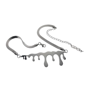 Modern silver melting liquid pendant necklace with snake chain for women