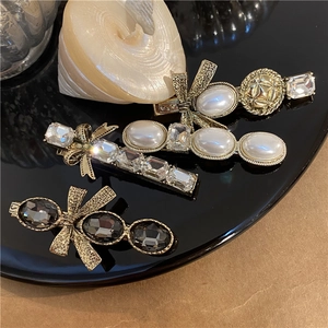 Fermaglio Per Capelli Con Fiocco Vintage Francese Lega Dorata Con Künstliche Perle Sintetiche E Strass Elegante Molletta