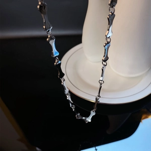 Bone Link Necklace Stainless Steel Choker Punk Gothic Style Polished Jewelry For Women Cool Girl Y2K Accessories