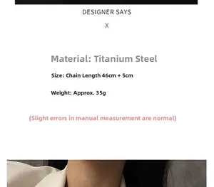 Spécifications du collier ours en acier titane avec chaîne 46cm et extension de 5cm