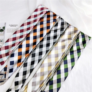 Silk-like satin neckerchief with classic geometric diamond pattern in multiple colors