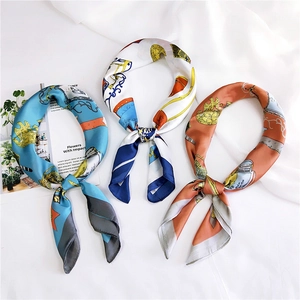 Carré De Satin Rétro Baroque Satin Sensation Satin Imprimé Équestre Foulard Bandana Cheveux Écharpe Pour Femmes Décoratif
