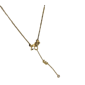 Gold LOVE letter Y-shaped necklace with sparkling zircon pendant for women