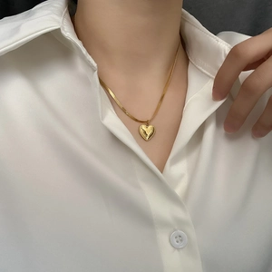 Elegant 18K gold-plated titanium steel heart necklace with LOVE 520 engraving