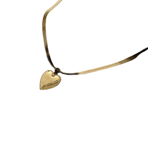 18K gold plated heart necklace with 'Love you more' engraving and snake chain