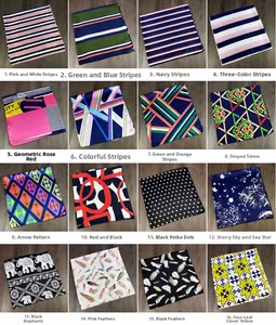 Detailliertes Gitter aus sechzehn Satin-Halstüchern mit diversen geometrischen Prints