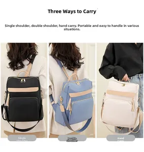 Sac à dos en nylon montrant trois styles de portage : épaule, double épaule et à la main