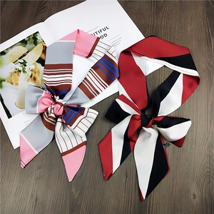 Twilly Scarf Women Satin-Like Satin Skinny Neck Tie For Handbag Handle Wrap Hair Band Elegant Geometric Floral Pattern Accessory