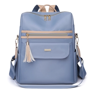 Sac à Dos Femme Tendance Color-block Grande Capacité Imperméable en Nylon Avec Gland Sac à Bandoulière Convertible