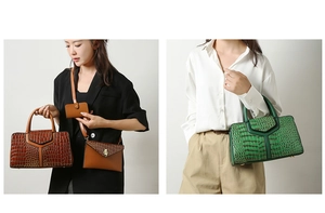 Ensemble de trois sacs pour femmes en cuir à motif crocodile avec sac à main et pochette