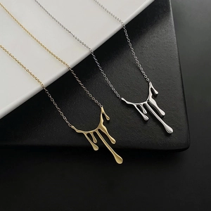 Collier Pendentif Lave Fondue Goutte D'eau Acier Inoxydable Minimaliste Luxe Bijoux Pour Femmes