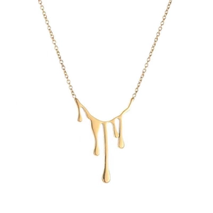 Collier minimaliste en acier inoxydable doré avec un pendentif créatif en forme de goutte