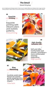 Détails macro d'un foulard en soie synthétique à fleurs avec couture fine et texture douce