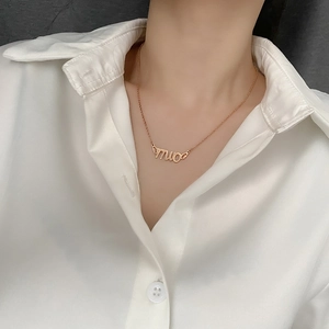 Rose gold alphabet necklace for women featuring artistic letter pendant on a thin chain