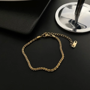 Minimalist 18K gold plated sparkling titanium steel necklace with adjustable lobster clasp