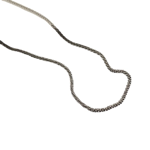 Minimalist silver-tone titanium box chain necklace with shimmering finish for women